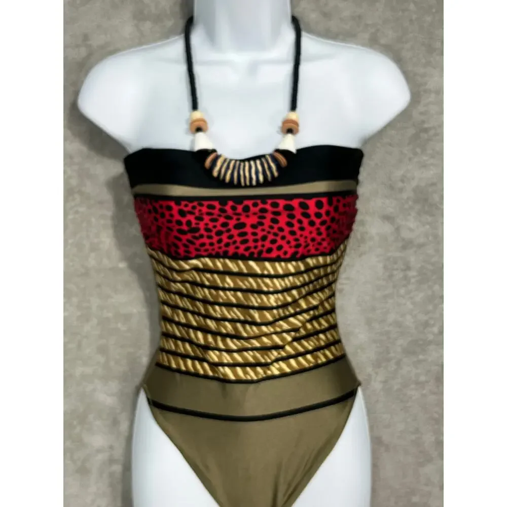 VTG Chunky Beaded Necklace Tribal Boho Disc Beads Statement Artisan